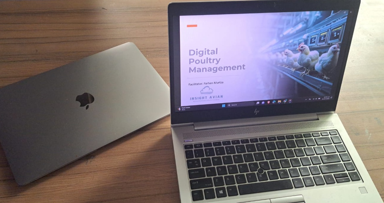 Laptop showing the Digital Poultry Management course by Insight Avian
